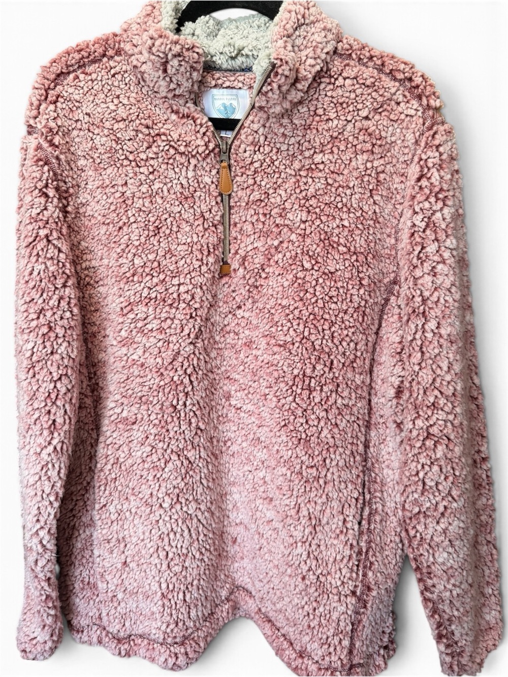 Plush Rose Pink Sherpa Quarter-Zip Jacket